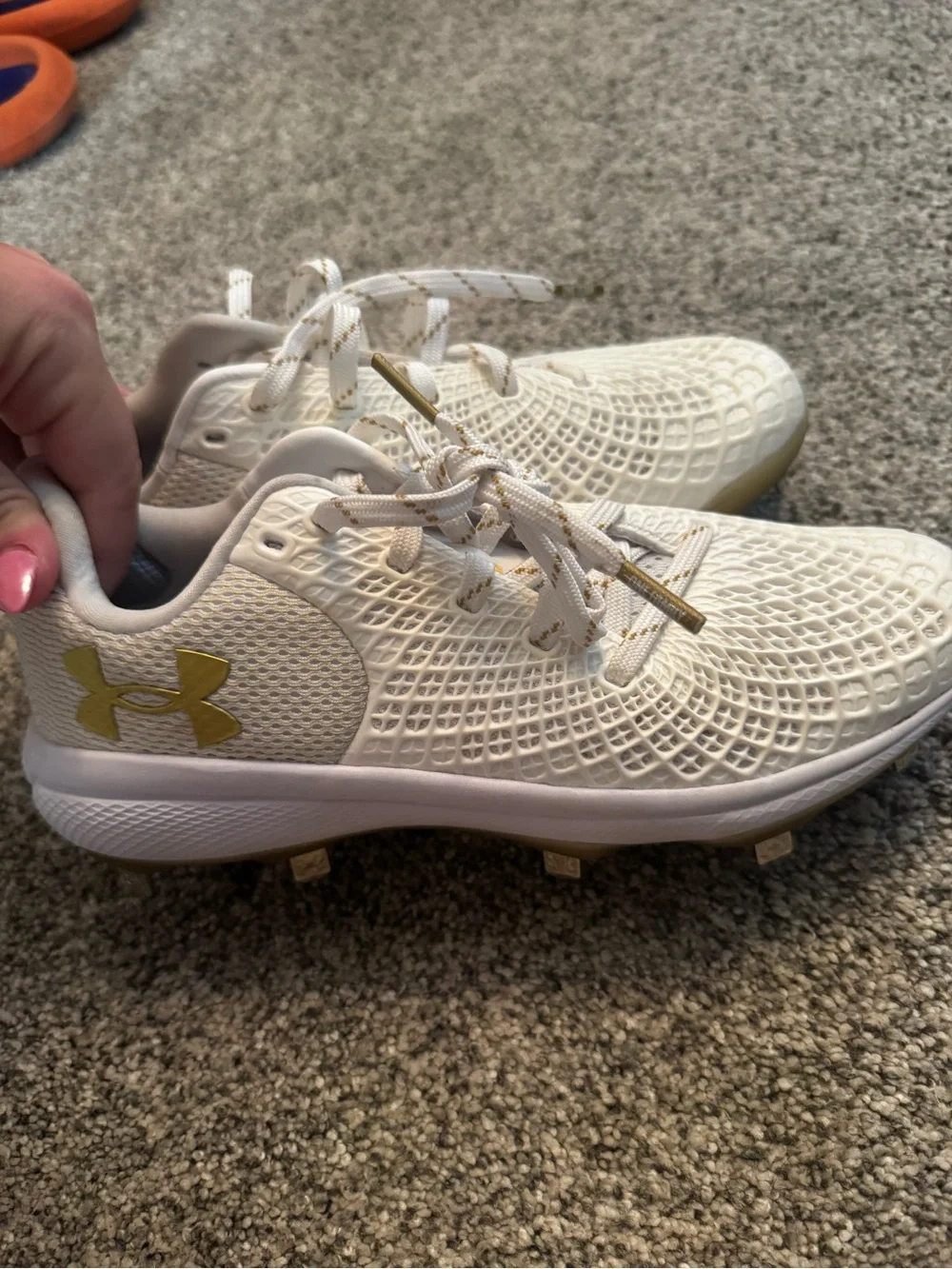 Under Armour Women's White and Gold softball Cleats